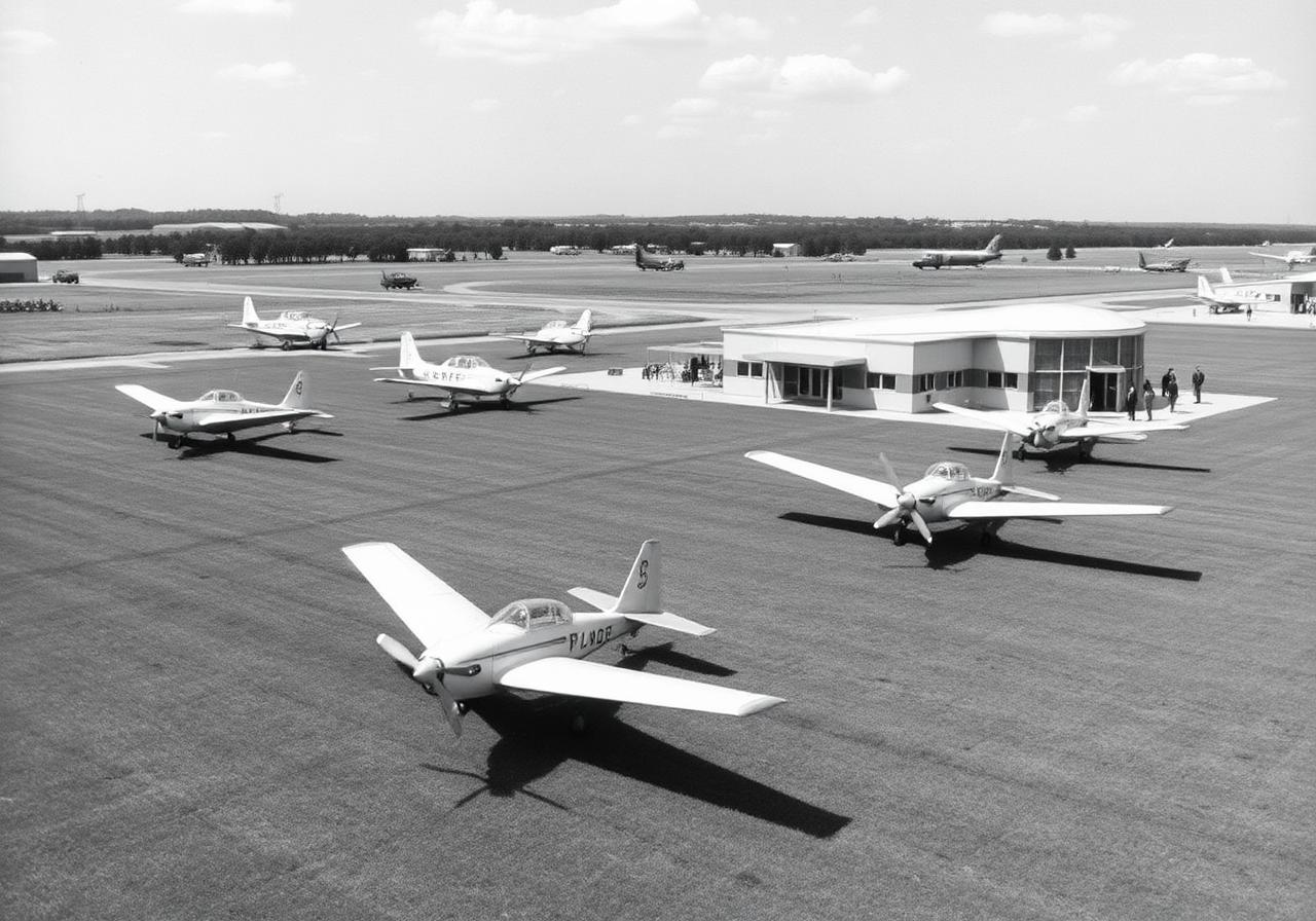 Vintage propeller aircraft on the tarmac of the original Redbird Airport in Dallas