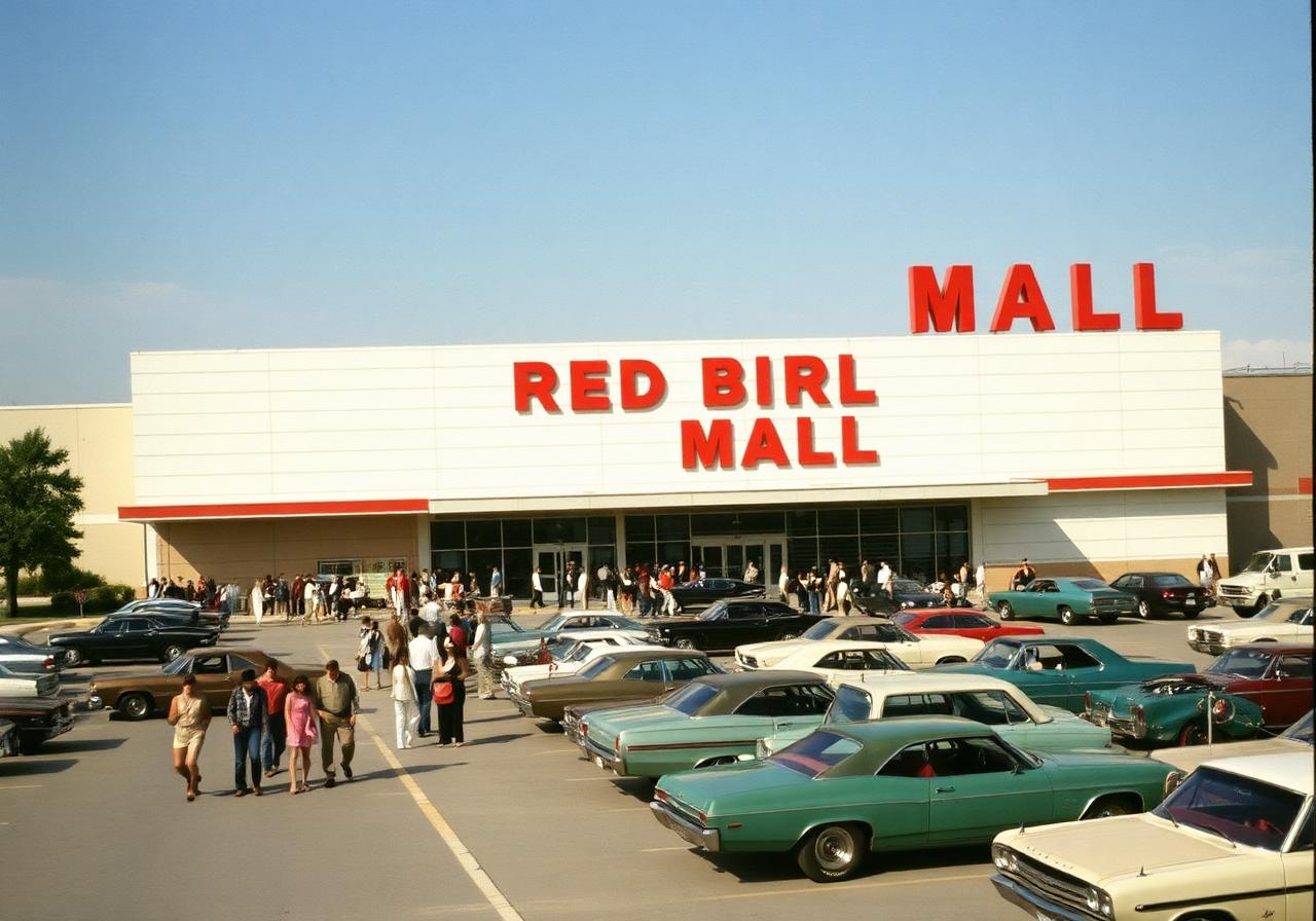 Grand opening crowd outside Red Bird Mall in 1975 Dallas